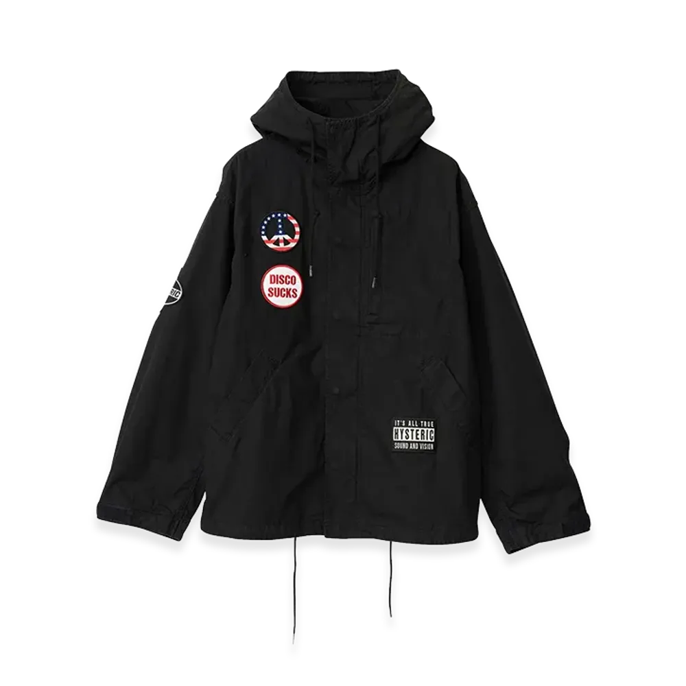 HYSTERIC GLAMOUR DISCO SUCKS Patch Hooded Jacket "Black"