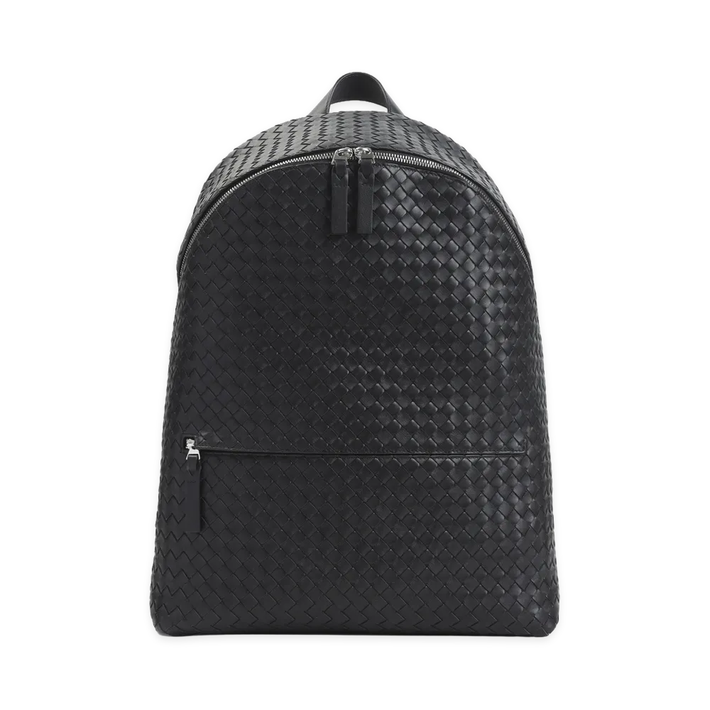 Bottega Veneta Leather Intrecciato Backpack "Black"