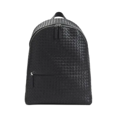 Bottega Veneta Leather Intrecciato Backpack "Black"