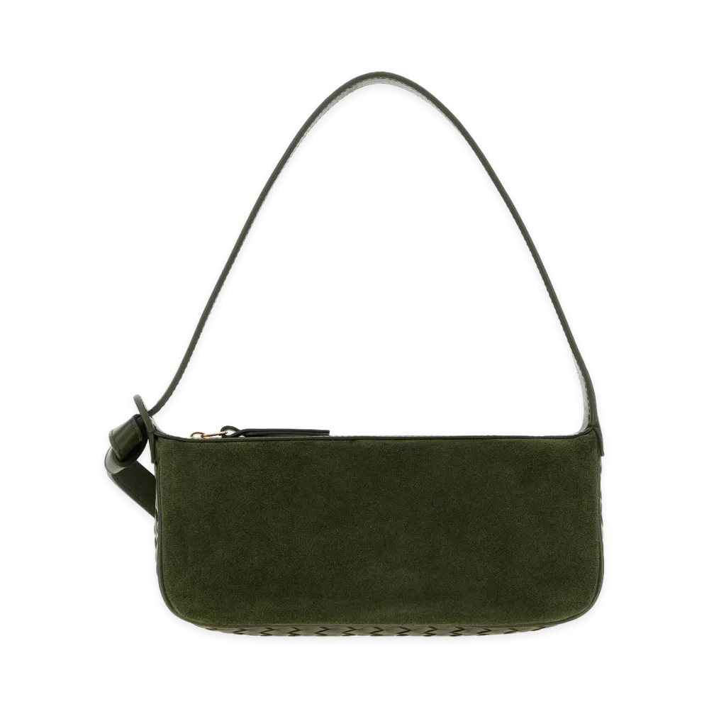 Bottega Veneta Women's Suede And Nappa Leather Nodo Shoulder Bag "Greentweed/Olive Green"