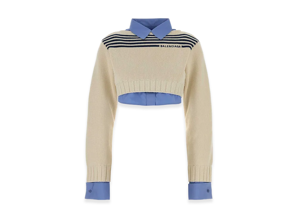BALENCIAGA Women's Hybris Jumper Cotton Striped Knit "Multicolor"