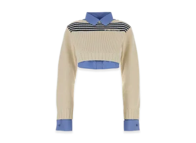 BALENCIAGA Women's Hybris Jumper Cotton Striped Knit "Multicolor"