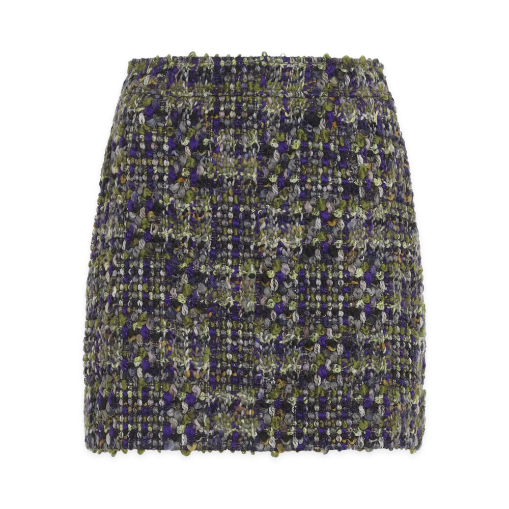 Saint Laurent Women's Violet Kaki Verttweed Mini Skirt "Violet/Kaki/Vert"