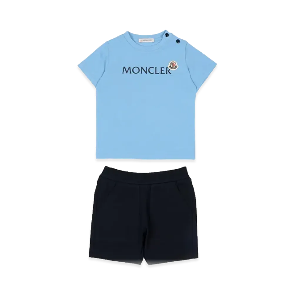 MONCLER Kids T-Shirt And Shorts Set "Light Blue/Dark Blue"