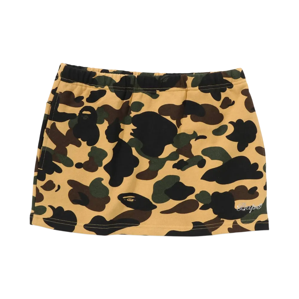 A BATHING APE Bape Ladies 1St Camo Sweat Skirt "Yellow"