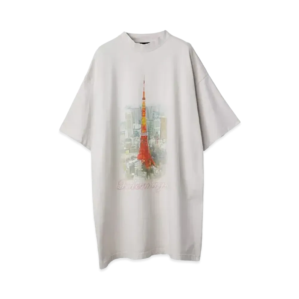 BALENCIAGA Men's Tokyo Tower Tee Ginza Tokyo Exclusive "White"