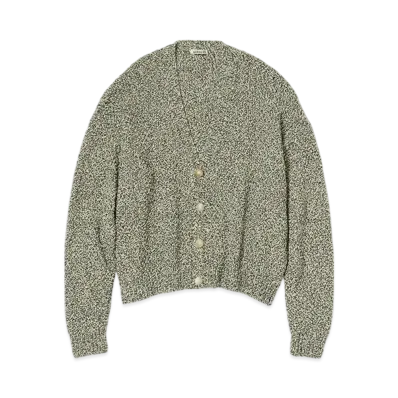 AURALEE Cotton Cashmere Cord Knit Cardigan "Lime/Navy"