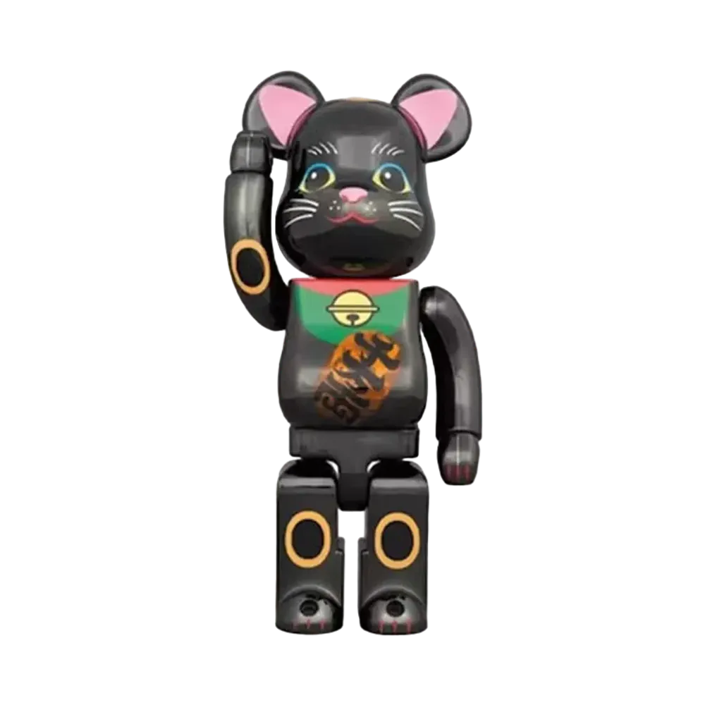 MEDICOM TOY "BEARBRICK" Lucky Cat Black Plating luminescence 400%