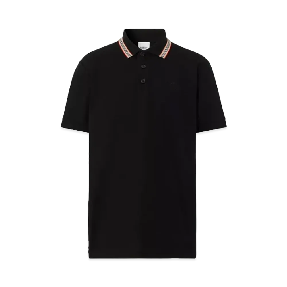 Burberry Men's Icon Stripe Collar Polo Shirt "Black"
