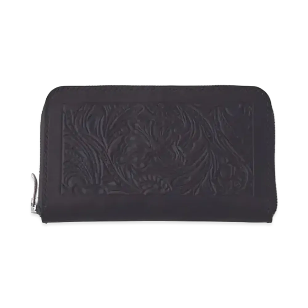 PORTER CLASSIC x Heaven and Hell Hand Carved Leather Long Wallet By KICHIZO "Black"