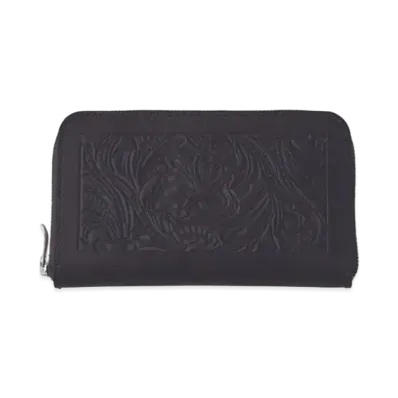 PORTER CLASSIC x Heaven and Hell Hand Carved Leather Long Wallet By KICHIZO "Black"