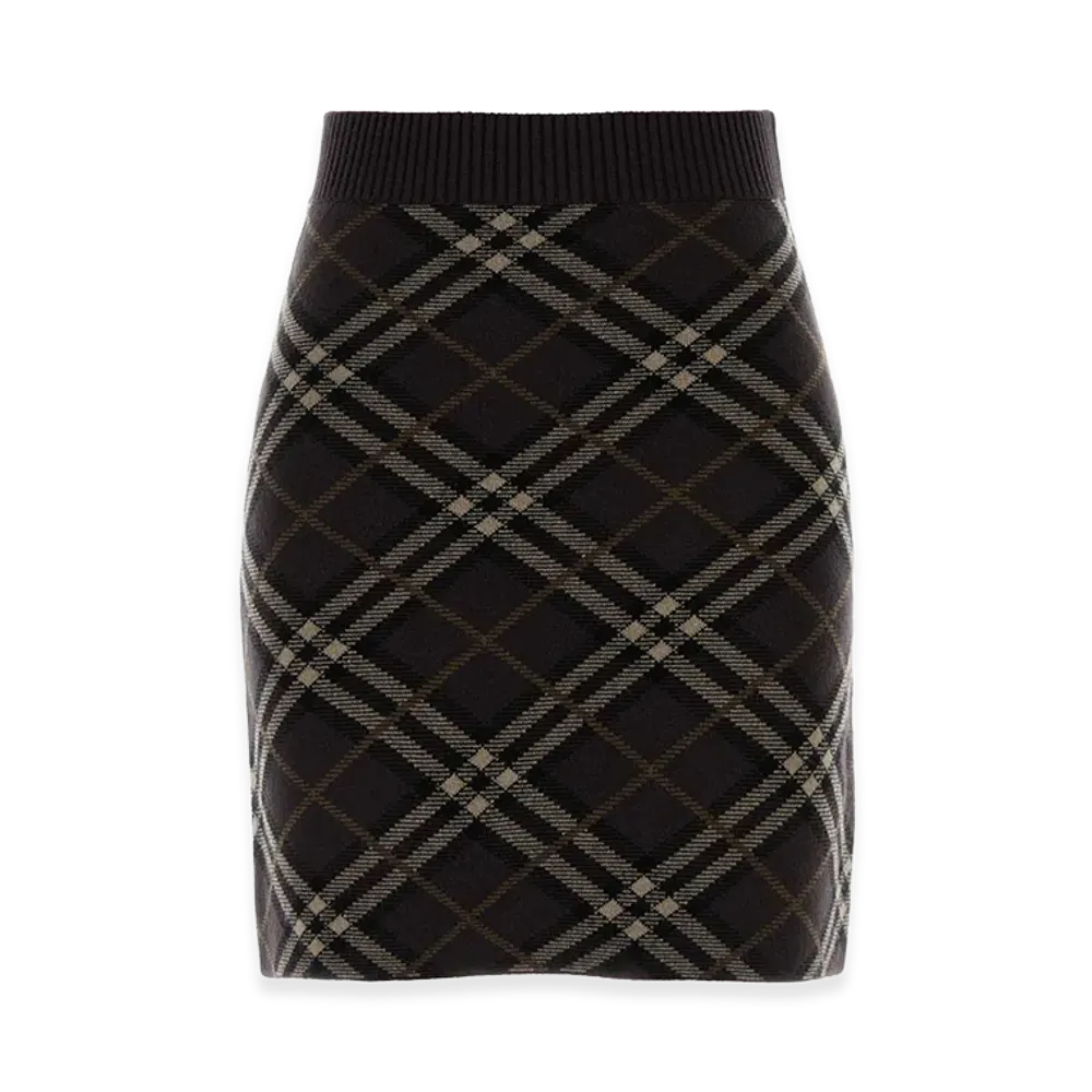 Burberry Women's Embroidered Stretch Wool Blend Mini Skirt "Brown"