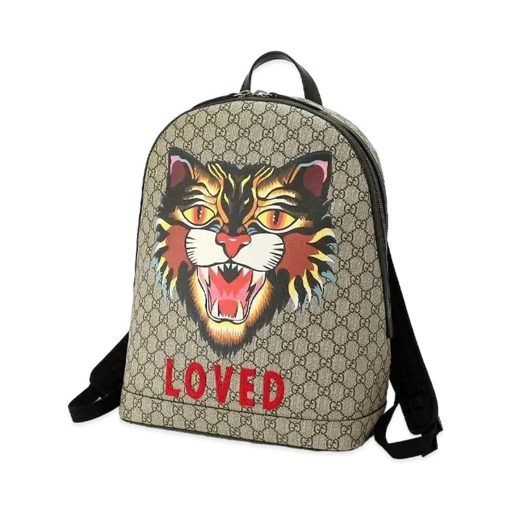 GUCCI GG Supreme Angry Cat Backpack "Beige"