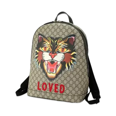 GUCCI GG Supreme Angry Cat Backpack "Beige"
