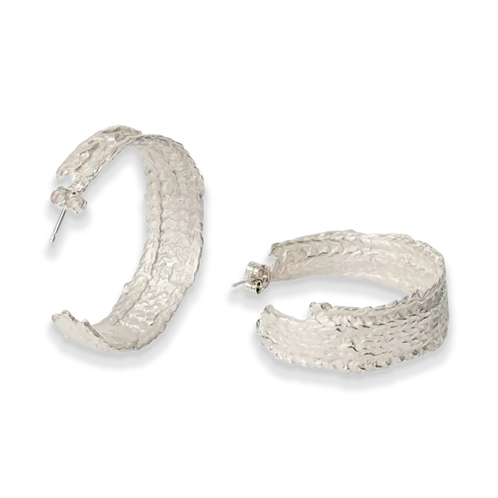 OUR LEGACY Casted Knit Hoop "Frosted White Sterling Silver"