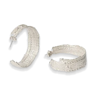 OUR LEGACY Casted Knit Hoop "Frosted White Sterling Silver"