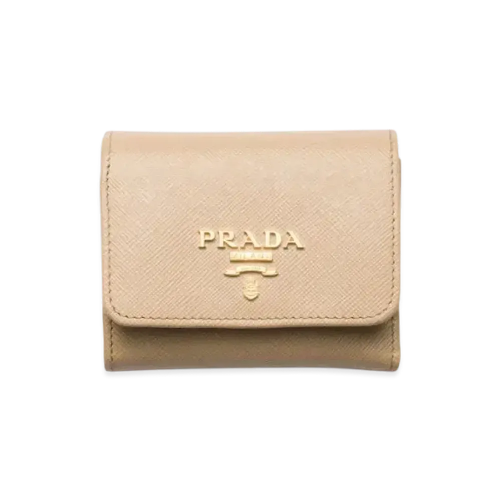 PRADA Small Saffiano Leather Wallet "Sand/Camel"