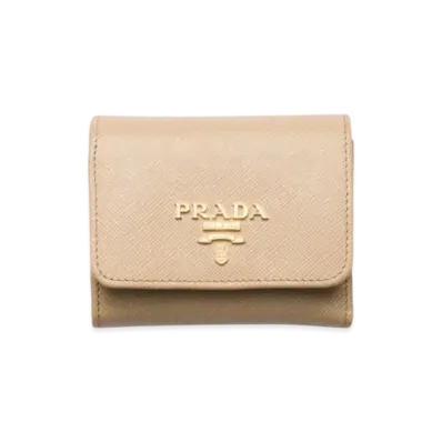 PRADA Small Saffiano Leather Wallet "Sand/Camel"