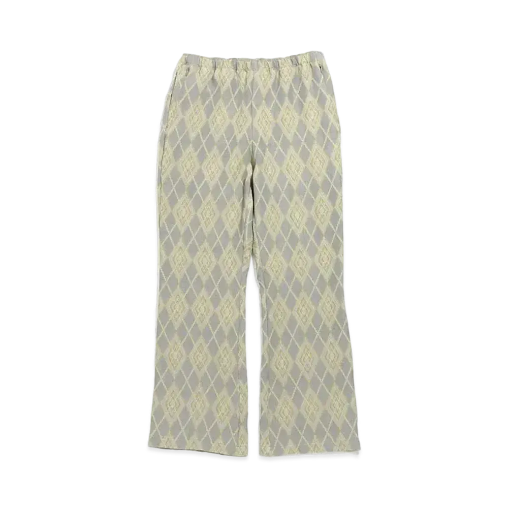Needles W.U. BOOT-CUT PANT - PE/R/AC/C ARGYLE JQ. "Grey/Yellow"