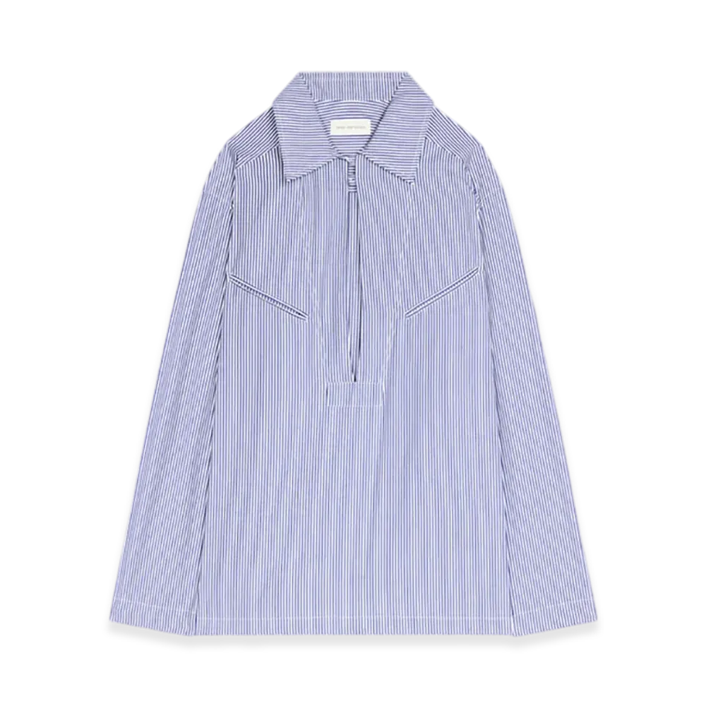 DRIES VAN NOTEN Popover Cotton Shirt "Navy"