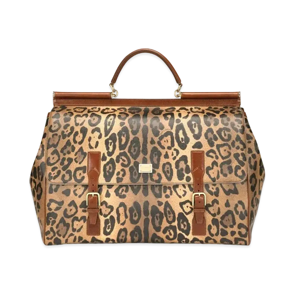 Dolce&Gabbana Travel Bag Medium Crespo Leopard Printed Logo Plate "Multicolor"