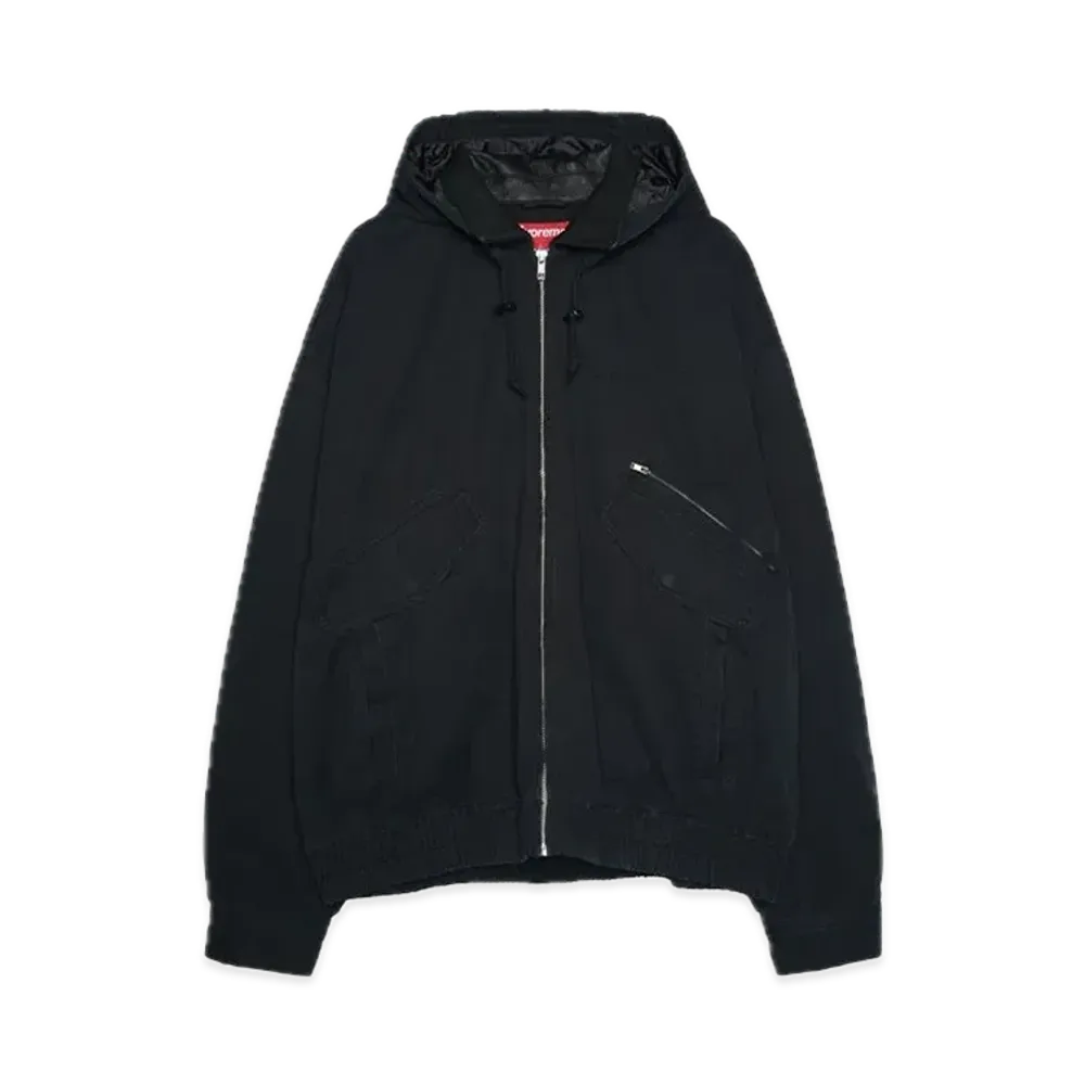 Supreme Leather Collar Utility Jacket "Black"