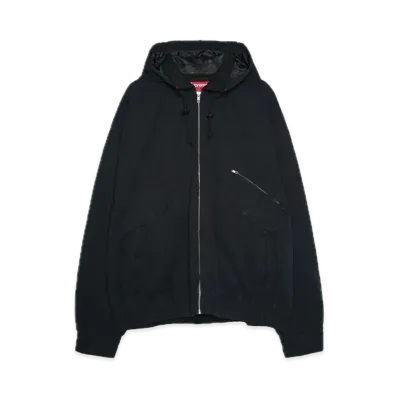 Supreme Leather Collar Utility Jacket "Black"