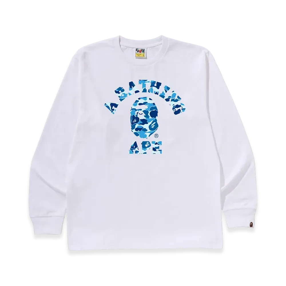 A BATHING APE ABC Camo College LS Tee "White/Blue"