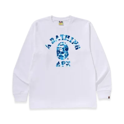 A BATHING APE ABC Camo College LS Tee "White/Blue"