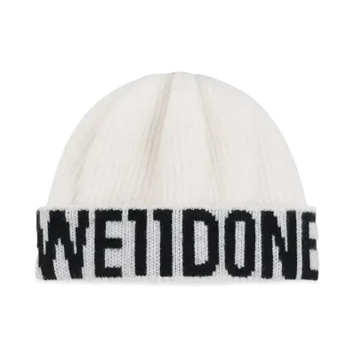 WE11DONE Jacquard Knit Beanie "Ivory"