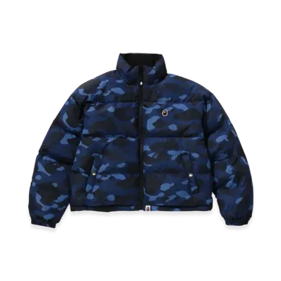 A BATHING APE Color Camo Reversible Down Jacket "Navy"