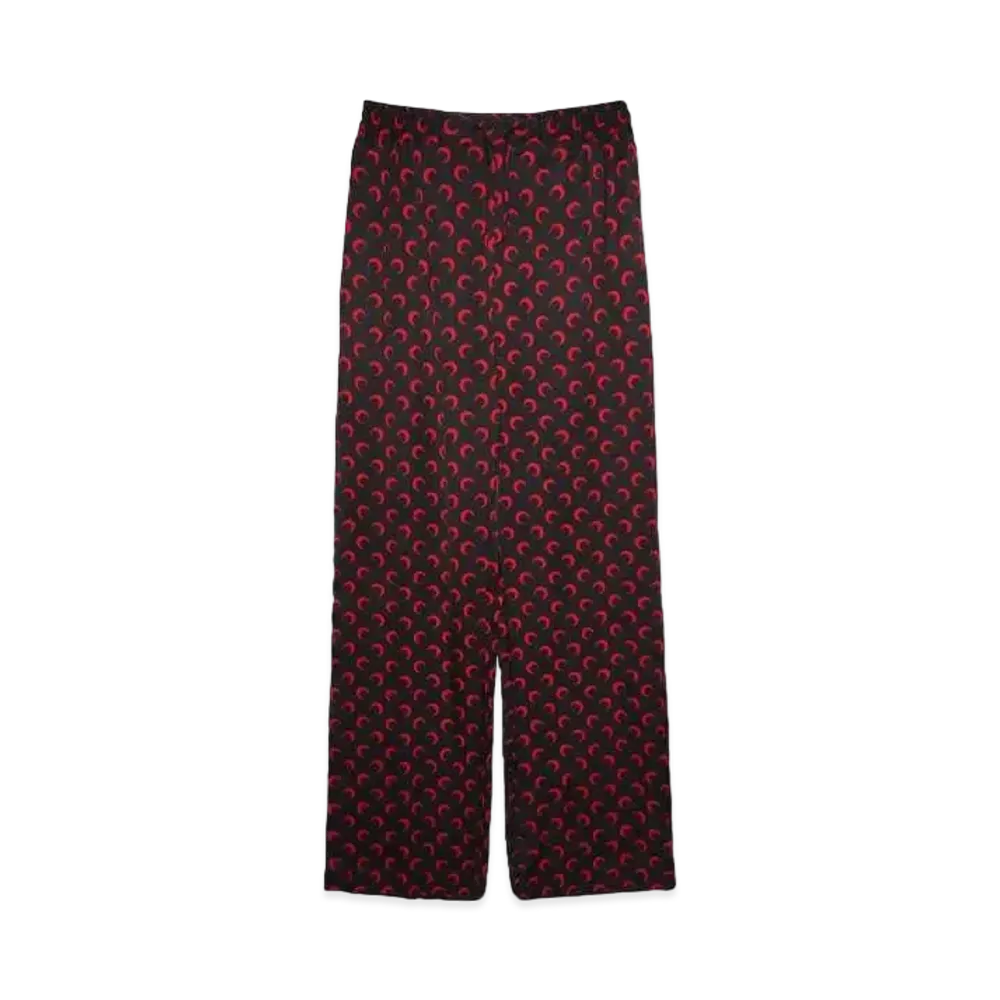 Marine serre MOON PRINTED FLOU DRAWSTRING TROUSERS "BLACK&RED"
