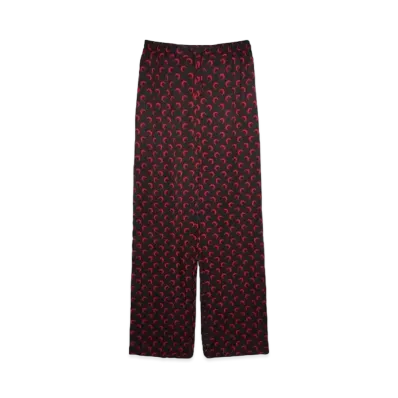 Marine serre MOON PRINTED FLOU DRAWSTRING TROUSERS "BLACK&RED"