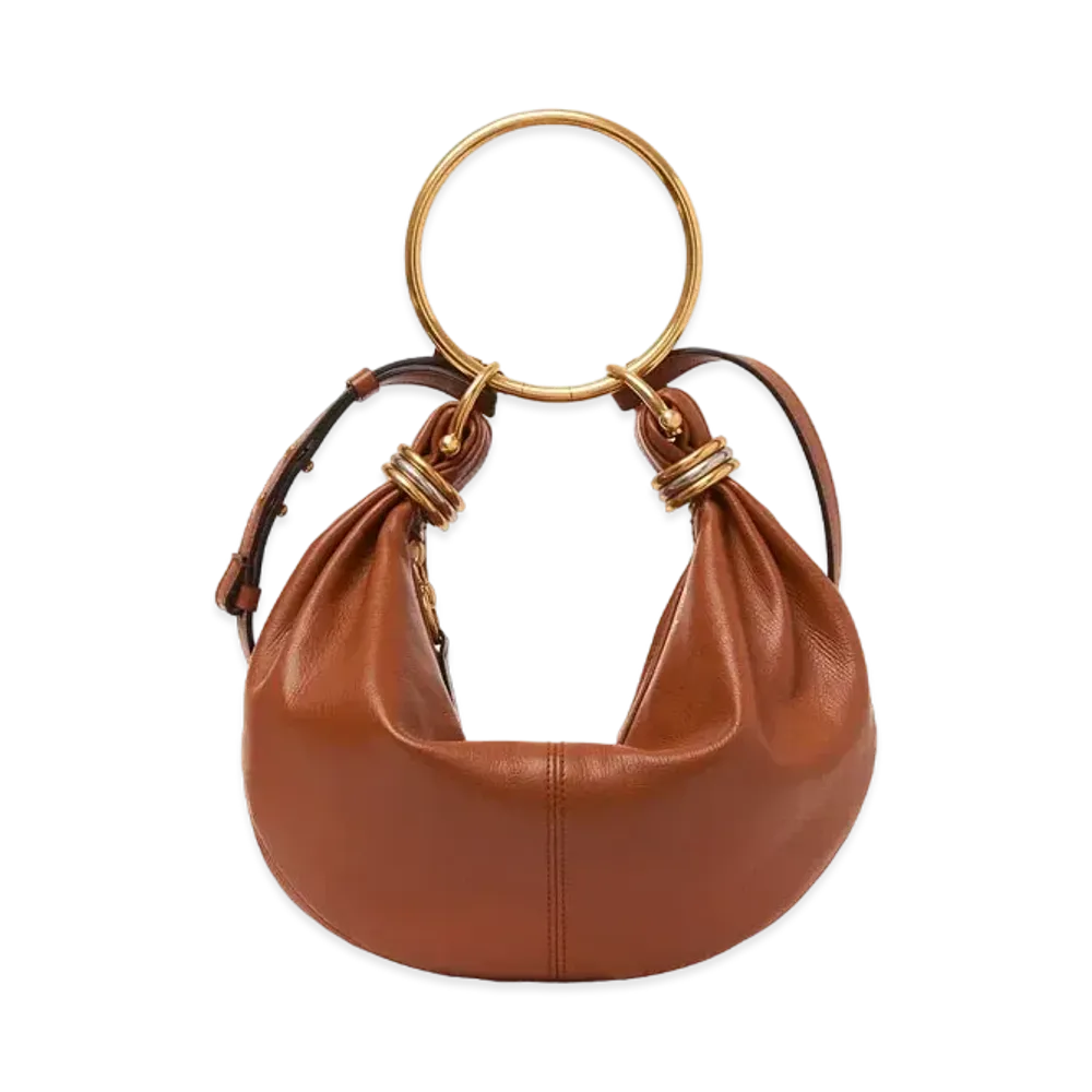 Chloe Small Bracelet Hobo Bag In Grained Leather "Clay Brown"