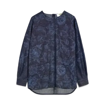 Max Mara Albio Floral Denim Blouse "Navy"