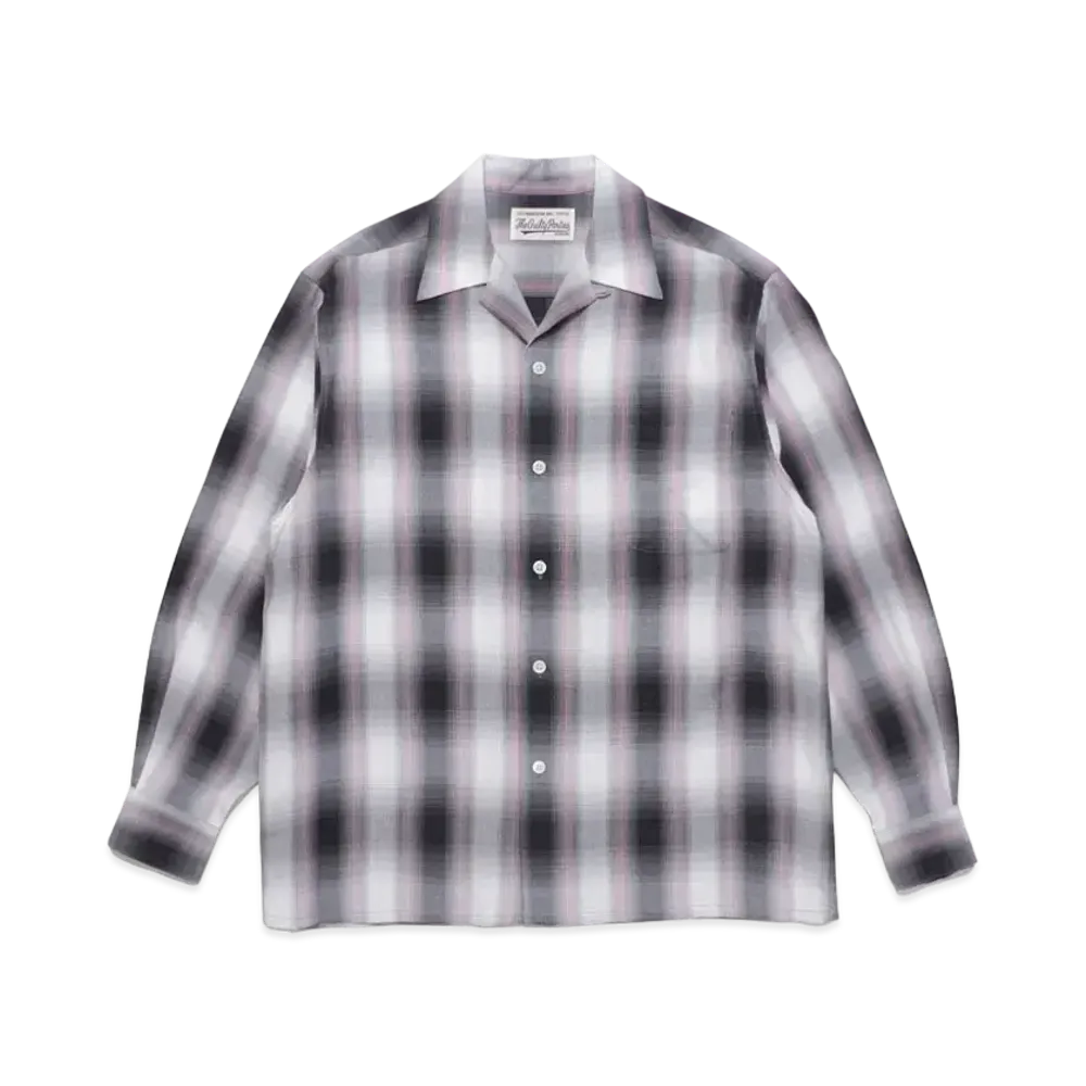 WACKO MARIA CHECK OPEN COLLAR SHIRT "Pink"