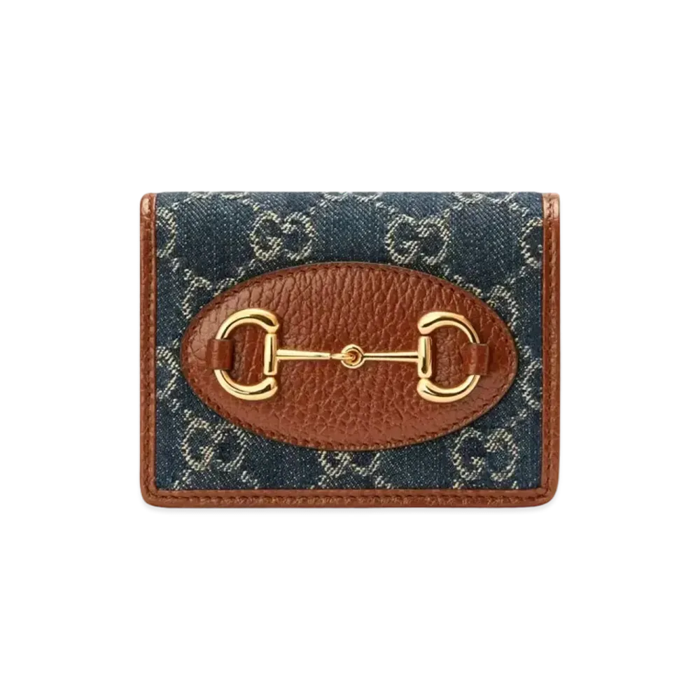 GUCCI Gucci Hose Bit 1955 Card Case Wallet "Blue/Ivory"