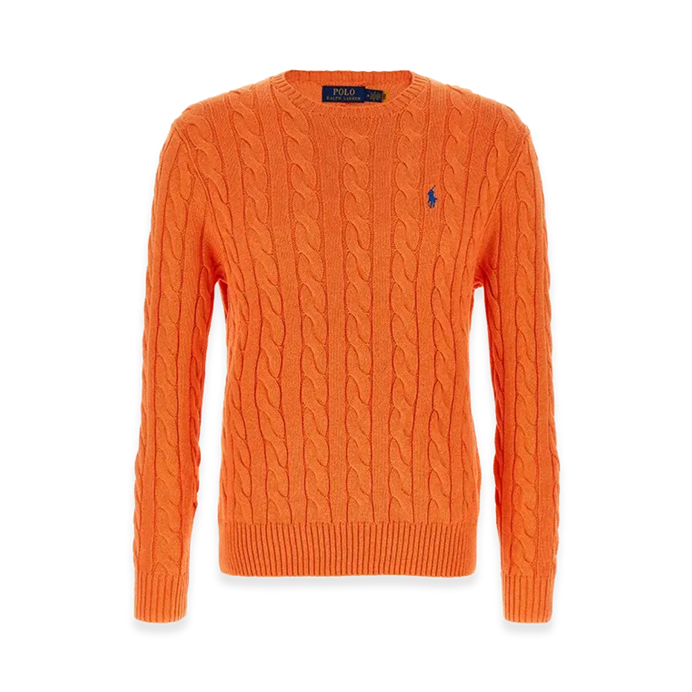 Polo Ralph Lauren Cotton Braided Sweater "Orange"