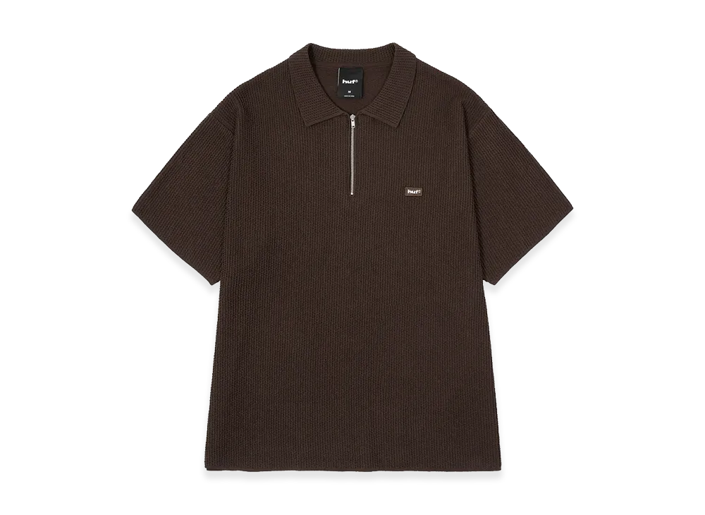 HUF Air Flow Half Zip Polo "Dark Brown"