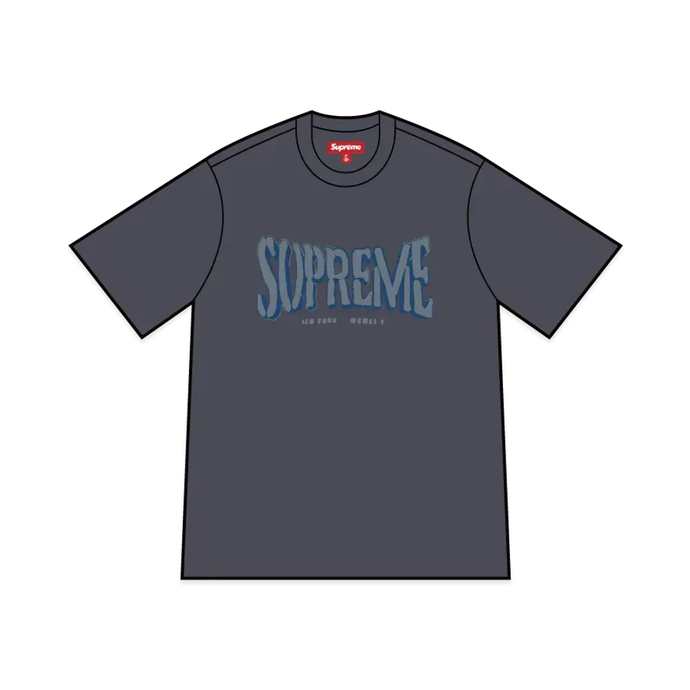 Supreme Flocked Washed S/S Top "Navy"