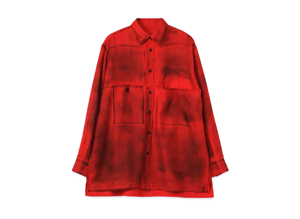 Yohji Yamamoto Y's W/SAXONY ROLLER PAINT LEFT FLAP POKET BLOUSE "Red"