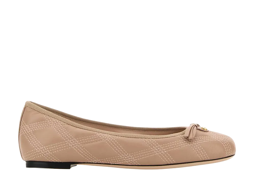 Valentino Garavani Women's Powder Pink Leather Ballerinas "Yellow"