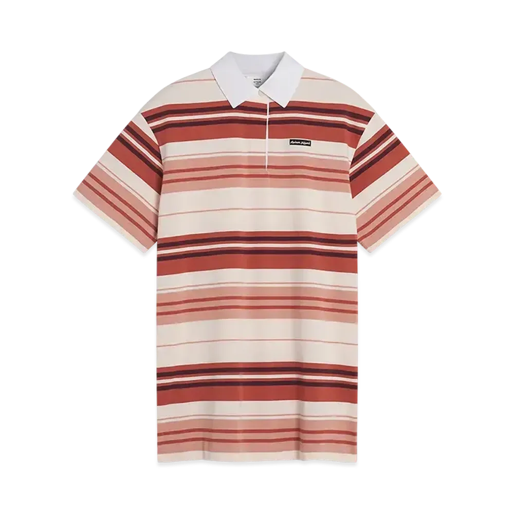 Maison Kitsune Label Multi Stripe Polo One Piece "Porcelaine Pink"