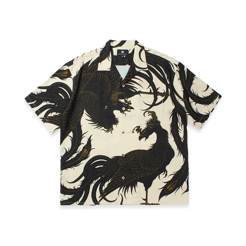 APHRODITEGANG GAKKIN x BUDSPOOL Kokuzuicho Hawaiian Shirt "White"