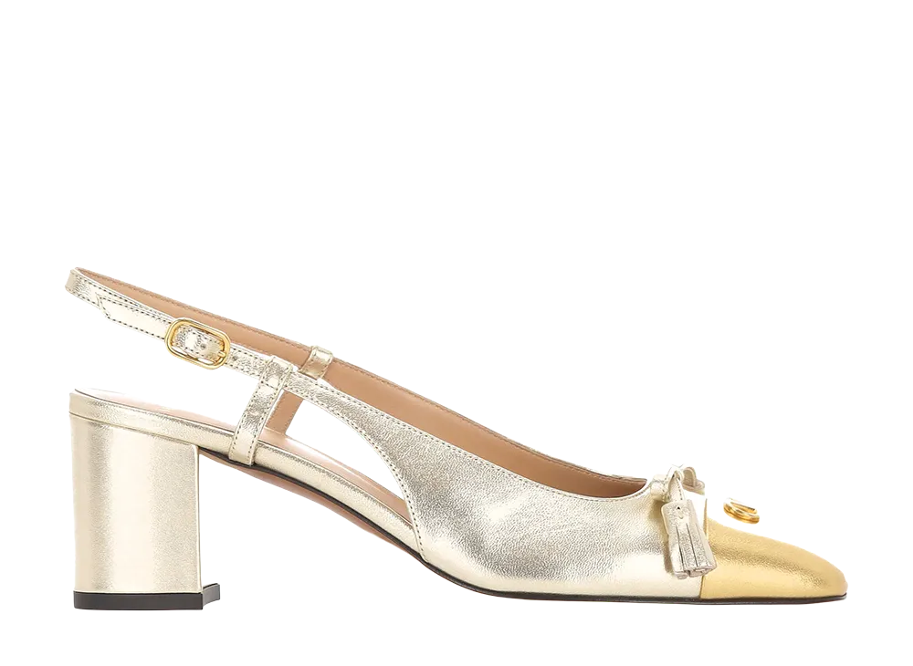 Valentino Garavani Women's Gold Leather Vlogo Signature Pumps "Gold"
