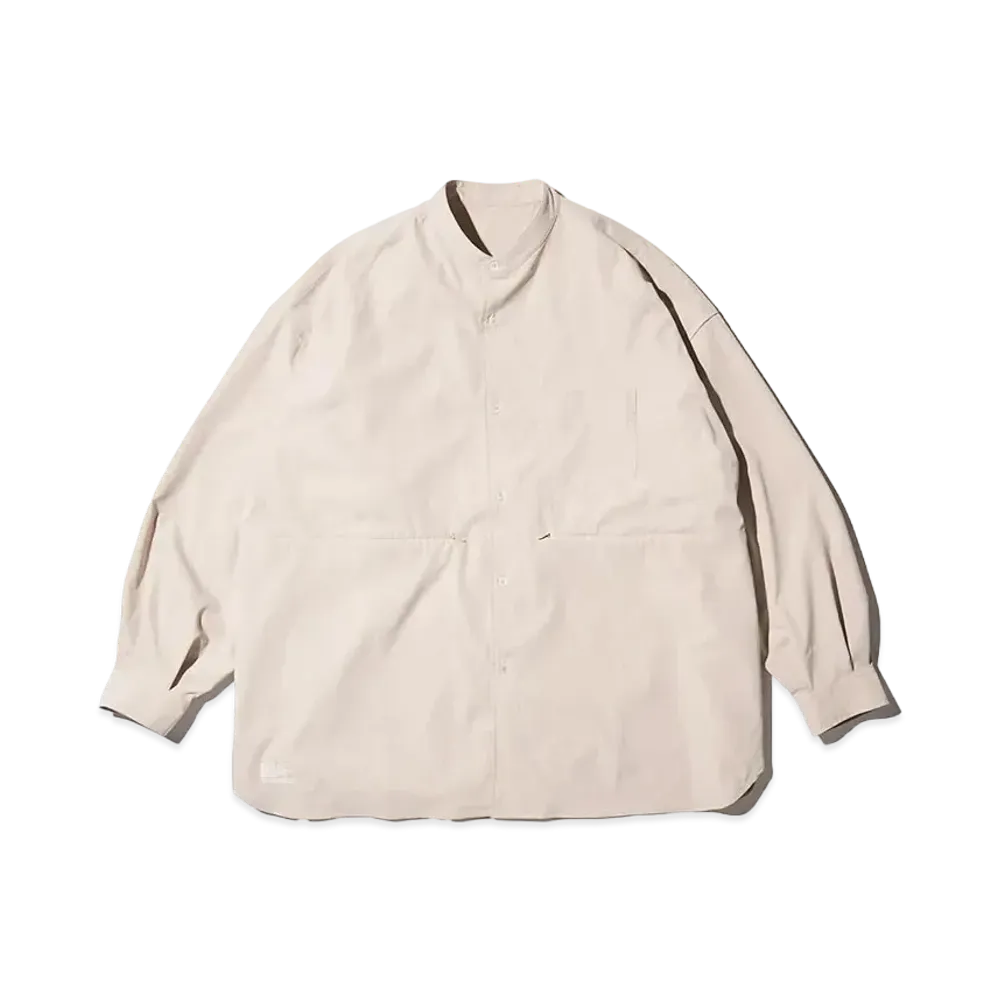 FreshService Stretch Matte Taffeta Band Collar Shirt "Beige"