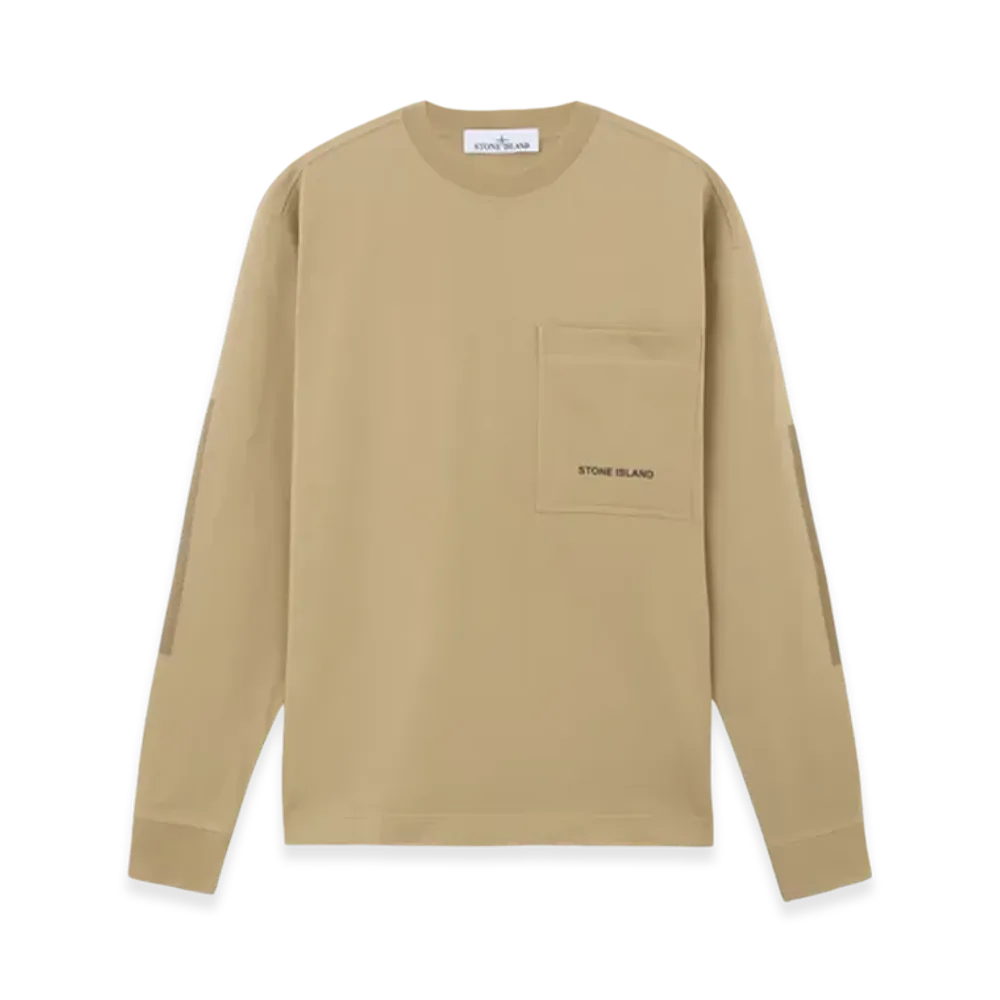Stone Island 66885 Heavy Cotton Jersey Sweatshirt with Pixel Dots Two Print - 24FW "Biscuit"