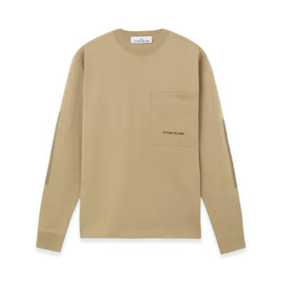 Stone Island 66885 Heavy Cotton Jersey Sweatshirt with Pixel Dots Two Print - 24FW "Biscuit"