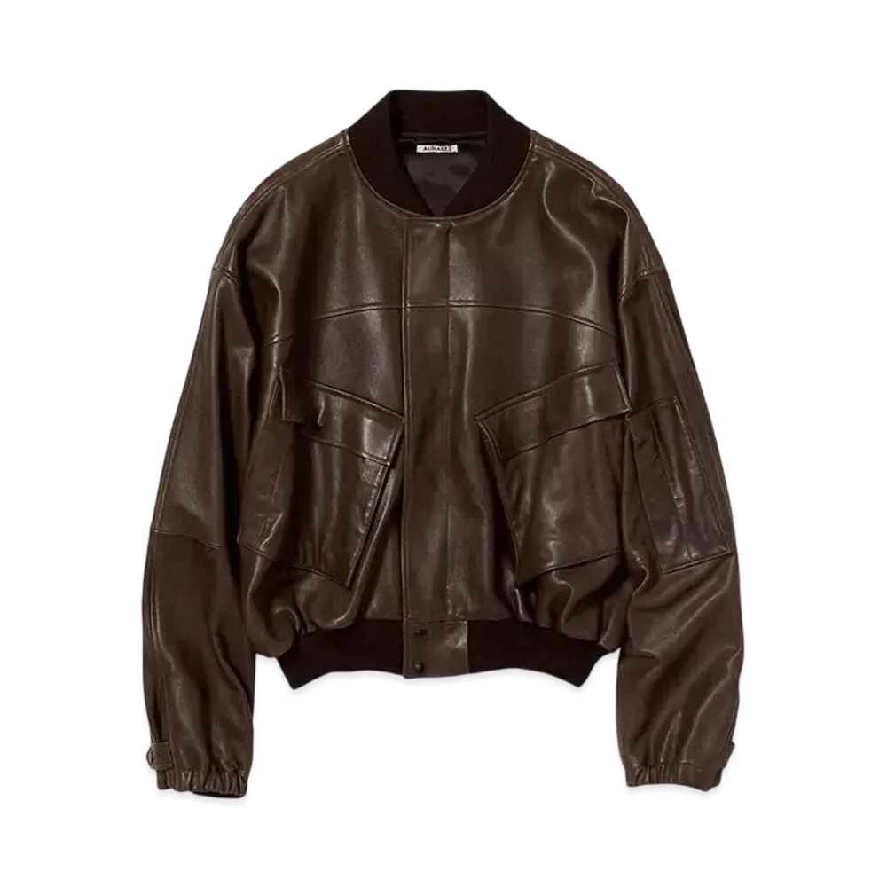 AURALEE Lamb Leather Flight Blouson "Brown"