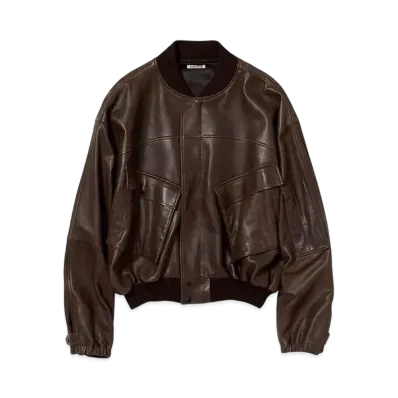 AURALEE Lamb Leather Flight Blouson "Brown"